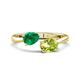1 - Afra 1.70 ctw Emerald Pear Shape (7x5 mm) & Peridot Oval Shape (7x5 mm) Toi Et Moi Engagement Ring 