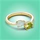 3 - Afra 1.25 ctw Opal Pear Shape (7x5 mm) & Peridot Oval Shape (7x5 mm) Toi Et Moi Engagement Ring 