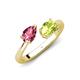 4 - Afra 1.60 ctw Pink Tourmaline Pear Shape (7x5 mm) & Peridot Oval Shape (7x5 mm) Toi Et Moi Engagement Ring 