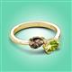 3 - Afra 1.55 ctw Smoky Quartz Pear Shape (7x5 mm) & Peridot Oval Shape (7x5 mm) Toi Et Moi Engagement Ring 