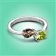 3 - Afra 1.55 ctw Smoky Quartz Pear Shape (7x5 mm) & Peridot Oval Shape (7x5 mm) Toi Et Moi Engagement Ring 