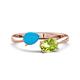 1 - Afra 1.25 ctw Turquoise Pear Shape (7x5 mm) & Peridot Oval Shape (7x5 mm) Toi Et Moi Engagement Ring 