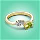 3 - Afra 1.80 ctw White Sapphire Pear Shape (7x5 mm) & Peridot Oval Shape (7x5 mm) Toi Et Moi Engagement Ring 