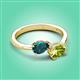 3 - Afra 1.75 ctw London Blue Topaz Pear Shape (7x5 mm) & Peridot Oval Shape (7x5 mm) Toi Et Moi Engagement Ring 