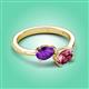 3 - Afra 1.50 ctw Amethyst Pear Shape (7x5 mm) & Pink Tourmaline Oval Shape (7x5 mm) Toi Et Moi Engagement Ring 