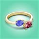 3 - Afra 1.60 ctw Tanzanite Pear Shape (7x5 mm) & Pink Tourmaline Oval Shape (7x5 mm) Toi Et Moi Engagement Ring 