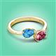3 - Afra 1.70 ctw Blue Topaz Pear Shape (7x5 mm) & Pink Tourmaline Oval Shape (7x5 mm) Toi Et Moi Engagement Ring 