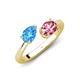 4 - Afra 1.70 ctw Blue Topaz Pear Shape (7x5 mm) & Pink Tourmaline Oval Shape (7x5 mm) Toi Et Moi Engagement Ring 