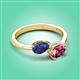 3 - Afra 1.45 ctw Iolite Pear Shape (7x5 mm) & Pink Tourmaline Oval Shape (7x5 mm) Toi Et Moi Engagement Ring 