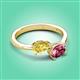 3 - Afra 1.75 ctw Yellow Sapphire Pear Shape (7x5 mm) & Pink Tourmaline Oval Shape (7x5 mm) Toi Et Moi Engagement Ring 