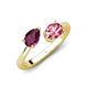 4 - Afra 1.75 ctw Rhodolite Garnet Pear Shape (7x5 mm) & Pink Tourmaline Oval Shape (7x5 mm) Toi Et Moi Engagement Ring 