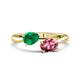 1 - Afra 1.65 ctw Emerald Pear Shape (7x5 mm) & Pink Tourmaline Oval Shape (7x5 mm) Toi Et Moi Engagement Ring 