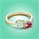 3 - Afra 1.20 ctw Opal Pear Shape (7x5 mm) & Pink Tourmaline Oval Shape (7x5 mm) Toi Et Moi Engagement Ring 