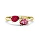 1 - Afra 1.80 ctw Ruby Pear Shape (7x5 mm) & Pink Tourmaline Oval Shape (7x5 mm) Toi Et Moi Engagement Ring 