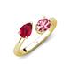 4 - Afra 1.80 ctw Ruby Pear Shape (7x5 mm) & Pink Tourmaline Oval Shape (7x5 mm) Toi Et Moi Engagement Ring 