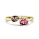 1 - Afra 1.50 ctw Smoky Quartz Pear Shape (7x5 mm) & Pink Tourmaline Oval Shape (7x5 mm) Toi Et Moi Engagement Ring 