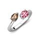 4 - Afra 1.50 ctw Smoky Quartz Pear Shape (7x5 mm) & Pink Tourmaline Oval Shape (7x5 mm) Toi Et Moi Engagement Ring 