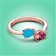 3 - Afra 1.20 ctw Turquoise Pear Shape (7x5 mm) & Pink Tourmaline Oval Shape (7x5 mm) Toi Et Moi Engagement Ring 