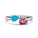 1 - Afra 1.20 ctw Turquoise Pear Shape (7x5 mm) & Pink Tourmaline Oval Shape (7x5 mm) Toi Et Moi Engagement Ring 