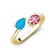 4 - Afra 1.75 ctw Blue Sapphire Pear Shape (7x5 mm) & Pink Tourmaline Oval Shape (7x5 mm) Toi Et Moi Engagement Ring 