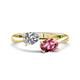 1 - Afra 1.75 ctw White Sapphire Pear Shape (7x5 mm) & Pink Tourmaline Oval Shape (7x5 mm) Toi Et Moi Engagement Ring 
