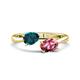 1 - Afra 1.70 ctw London Blue Topaz Pear Shape (7x5 mm) & Pink Tourmaline Oval Shape (7x5 mm) Toi Et Moi Engagement Ring 