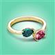 3 - Afra 1.70 ctw London Blue Topaz Pear Shape (7x5 mm) & Pink Tourmaline Oval Shape (7x5 mm) Toi Et Moi Engagement Ring 