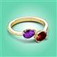 3 - Afra 1.60 ctw Amethyst Pear Shape (7x5 mm) & Red Garnet Oval Shape (7x5 mm) Toi Et Moi Engagement Ring 