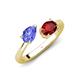 4 - Afra 1.70 ctw Tanzanite Pear Shape (7x5 mm) & Red Garnet Oval Shape (7x5 mm) Toi Et Moi Engagement Ring 