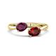1 - Afra 1.85 ctw Rhodolite Garnet Pear Shape (7x5 mm) & Red Garnet Oval Shape (7x5 mm) Toi Et Moi Engagement Ring 