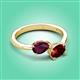 3 - Afra 1.85 ctw Rhodolite Garnet Pear Shape (7x5 mm) & Red Garnet Oval Shape (7x5 mm) Toi Et Moi Engagement Ring 