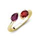 4 - Afra 1.85 ctw Rhodolite Garnet Pear Shape (7x5 mm) & Red Garnet Oval Shape (7x5 mm) Toi Et Moi Engagement Ring 