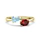 1 - Afra 1.55 ctw Aquamarine Pear Shape (7x5 mm) & Red Garnet Oval Shape (7x5 mm) Toi Et Moi Engagement Ring 
