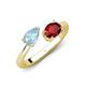 4 - Afra 1.55 ctw Aquamarine Pear Shape (7x5 mm) & Red Garnet Oval Shape (7x5 mm) Toi Et Moi Engagement Ring 