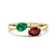 1 - Afra 1.75 ctw Emerald Pear Shape (7x5 mm) & Red Garnet Oval Shape (7x5 mm) Toi Et Moi Engagement Ring 
