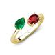 4 - Afra 1.75 ctw Emerald Pear Shape (7x5 mm) & Red Garnet Oval Shape (7x5 mm) Toi Et Moi Engagement Ring 