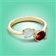 3 - Afra 1.30 ctw Opal Pear Shape (7x5 mm) & Red Garnet Oval Shape (7x5 mm) Toi Et Moi Engagement Ring 