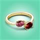 3 - Afra 1.65 ctw Pink Tourmaline Pear Shape (7x5 mm) & Red Garnet Oval Shape (7x5 mm) Toi Et Moi Engagement Ring 
