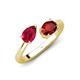 4 - Afra 1.90 ctw Ruby Pear Shape (7x5 mm) & Red Garnet Oval Shape (7x5 mm) Toi Et Moi Engagement Ring 