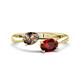 1 - Afra 1.60 ctw Smoky Quartz Pear Shape (7x5 mm) & Red Garnet Oval Shape (7x5 mm) Toi Et Moi Engagement Ring 