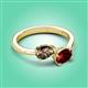 3 - Afra 1.60 ctw Smoky Quartz Pear Shape (7x5 mm) & Red Garnet Oval Shape (7x5 mm) Toi Et Moi Engagement Ring 