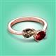 3 - Afra 1.60 ctw Smoky Quartz Pear Shape (7x5 mm) & Red Garnet Oval Shape (7x5 mm) Toi Et Moi Engagement Ring 