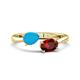 1 - Afra 1.30 ctw Turquoise Pear Shape (7x5 mm) & Red Garnet Oval Shape (7x5 mm) Toi Et Moi Engagement Ring 