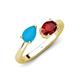 4 - Afra 1.85 ctw Blue Sapphire Pear Shape (7x5 mm) & Red Garnet Oval Shape (7x5 mm) Toi Et Moi Engagement Ring 
