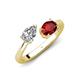 4 - Afra 1.85 ctw White Sapphire Pear Shape (7x5 mm) & Red Garnet Oval Shape (7x5 mm) Toi Et Moi Engagement Ring 