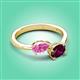 3 - Afra 1.90 ctw Pink Sapphire Pear Shape (7x5 mm) & Rhodolite Garnet Oval Shape (7x5 mm) Toi Et Moi Engagement Ring 