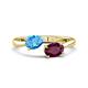 1 - Afra 1.85 ctw Blue Topaz Pear Shape (7x5 mm) & Rhodolite Garnet Oval Shape (7x5 mm) Toi Et Moi Engagement Ring 