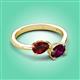 3 - Afra 1.90 ctw Red Garnet Pear Shape (7x5 mm) & Rhodolite Garnet Oval Shape (7x5 mm) Toi Et Moi Engagement Ring 