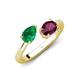 4 - Afra 1.80 ctw Emerald Pear Shape (7x5 mm) & Rhodolite Garnet Oval Shape (7x5 mm) Toi Et Moi Engagement Ring 