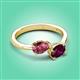 3 - Afra 1.70 ctw Pink Tourmaline Pear Shape (7x5 mm) & Rhodolite Garnet Oval Shape (7x5 mm) Toi Et Moi Engagement Ring 